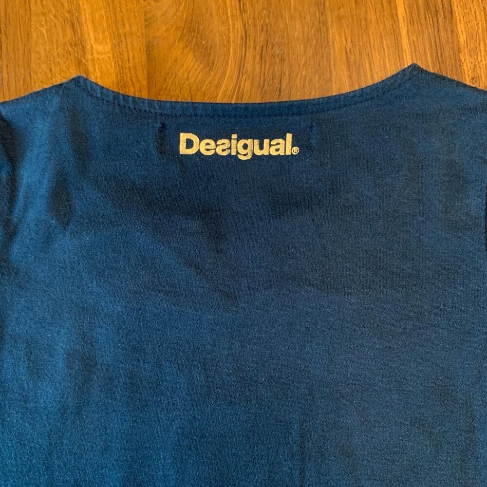 DESIGUAL Dragon T-Shirt Top Girls 3-4 3T 4T Asymmetric Tunic Embroidered Tee - Picture 4 of 5